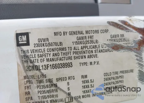 2006 Chevrolet Equinox Ls from USA, damaged, VIN 2CNDL13F166038993